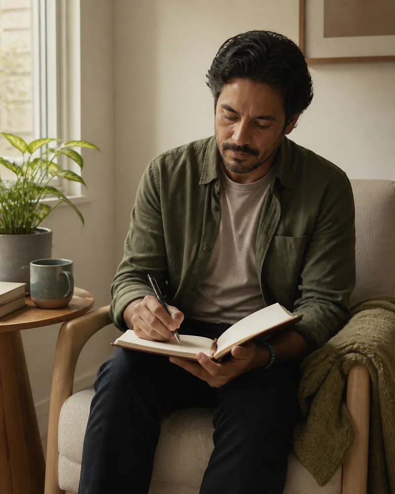 Hombre escribiendo en un cuaderno